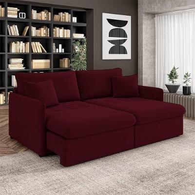 Sofá Gandalf G33 3 Lugares Retrátil e Reclinável 214cm Bordô Veludo Gran Belo