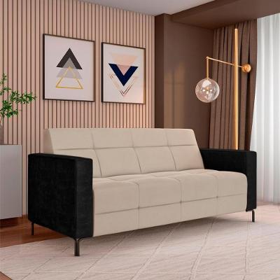 Sofá Houston G33 2 Lugares 180cm Bege em Veludo com Pés em Metal Gran Belo