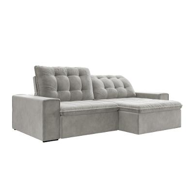 Sofá Gabi 3 Lugares Retrátil e Reclinável 294CM Cinza Suede
