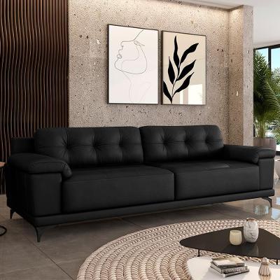Sofá Agostino G52-gran 3 Lugares Couro Preto 235cm Gran Belo