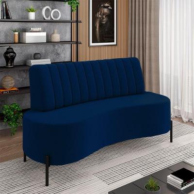 Sofá Katara 2 Lugares 160cm Azul em Veludo Pés de Ferro Gran Belo