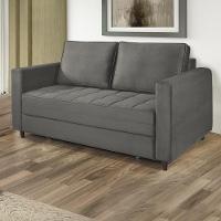 Sofá Cama Belize 2 Lugares Com Pés De Madeira E Rodízios Grafite Grafite - 1