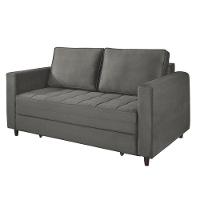 Sofá Cama Belize 2 Lugares Com Pés De Madeira E Rodízios Grafite Grafite - 5