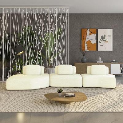Sofá Modular Dakota 3 Módulos 484cm Offwhite Linho para Sala de Estar Gran Belo