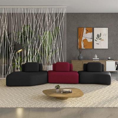 Sofá Modular Dakota 3 Lugares 484cm Preto-bordô Veludo Gran Belo