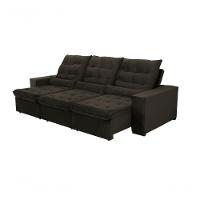 Sofá Retrátil E Reclinável 250cm Veludo Marrom - 2