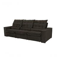 Sofá Retrátil E Reclinável 250cm Veludo Marrom