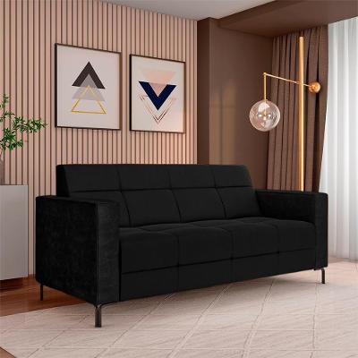 Sofá Houston 2 Lugares 160cm Preto em Veludo com Pés em Metal Gran Belo