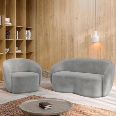 Conjunto Sofá Íbis G33 3 Lugares 180cm Cinza Veludo Gran Belo