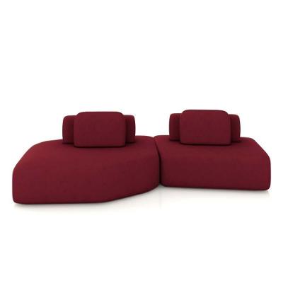 Sofá Modular Dakota G33 4 Lugares com Chaise 310cm Bordô em Veludo Gran Belo