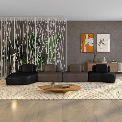 Sofá Modular Dakota 4 Módulos 626cm Pu Preto-marrom G33 Gran Belo