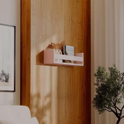 Prateleira Porta Livro 70X12CM MDF Suporte Invisível Organizadora Sala Rosa Mercado das Prateleiras