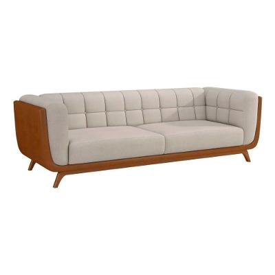 Sofá Coin 2 Lugares 200CM Caramelo e Off White Courino Sallar Home