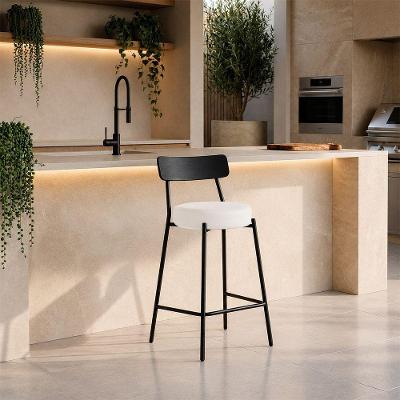 Banqueta Cozinha Alta D03 Assento PU Base Fixa com Encosto Não Ajustável Branco D'Rossi