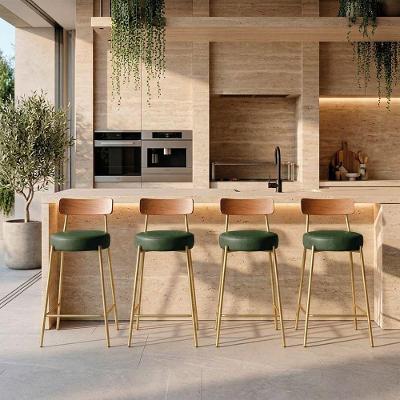 Banqueta Cozinha Alta Londrina Pu D03 Assento em PU Base Fixa com Encosto Verde D'Rossi