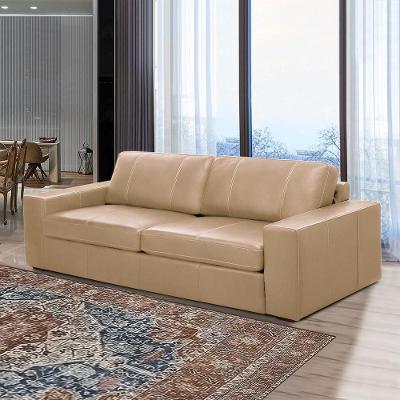 Sofá Agatha G88 3 Lugares 235cm Nude em Couro para Sala Gran Belo