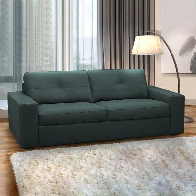 Sofá Decorativo Mendes 2 Lugares 205CM Verde Musgo Couro com Pés em Madeira Gran Belo