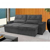 Sofá Retrátil E Reclinável 230cm Alaska Veludo Cinza Grafite - 1