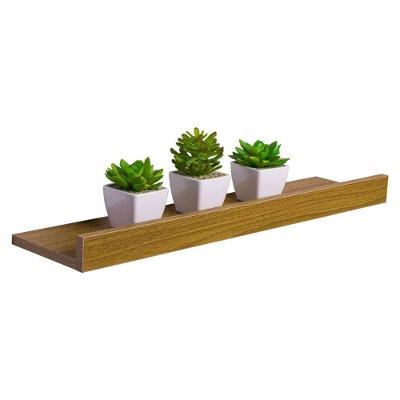Prateleira Porta Quadros 90X15CM MDP Suporte Invisível Organizador Moderno Marrom Mercado
