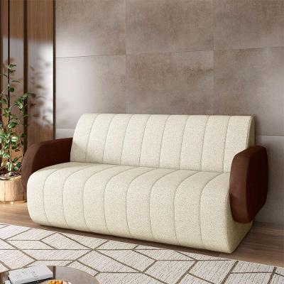 Sofá Bornéu 3 Lugares 168cm Marrom e Off White Pu e Linho Gran Belo