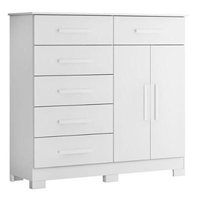 Cômoda Xangai 06 Gavetas 02 Portas Branco - Móveis Albatroz