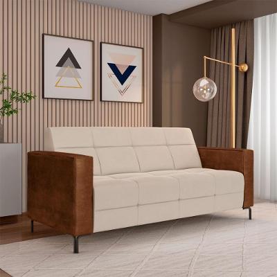 Sofá Houston G33 2 Lugares 200cm Bege Veludo com Pés em Metal Gran Belo