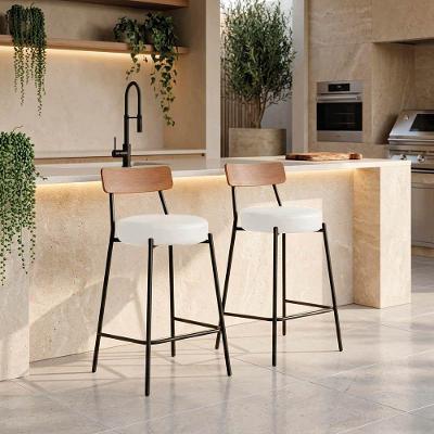Banqueta Londrina Pu D03 Assento em PU Base Fixa com Encosto Não Ajustável Branco D'Rossi