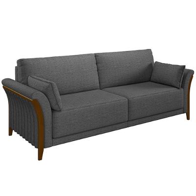Sofá Market G45 Decorativo 3 Lugares 222cm Linho Chumbo para Sala Gran Belo