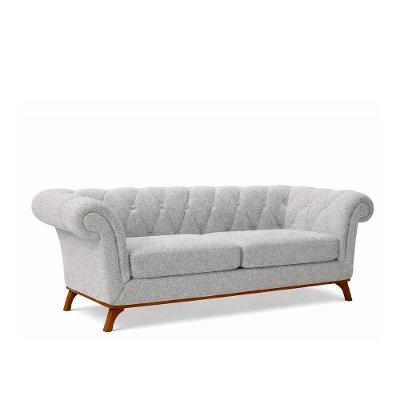 Sofá Royale 2 Lugares 150CM Cinza Bouclé Design Clássico Contemporâneo Sofisticado Sallar Home