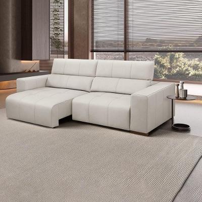 Sofá Barbosa G88 5 Lugares Reclinável e Retrátil 290cm Off White Couro
