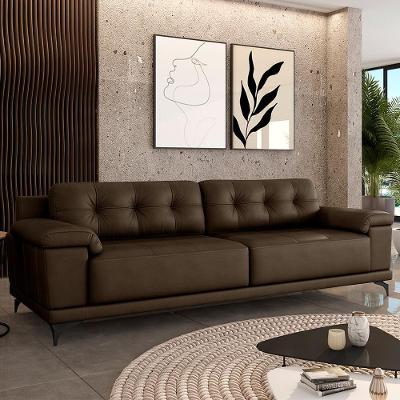 Sofá Living Agostino 4 Lugares 295cm Couro Capuccino G52 Gran Belo