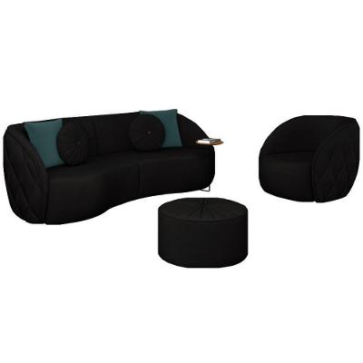 Sofá Conjunto Clarke e Round G45 288cm Preto Veludo Gran Belo