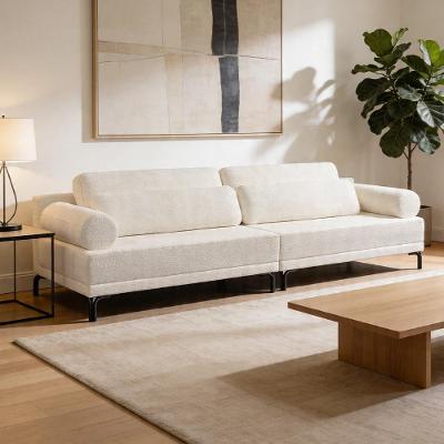 Sofá Mondo K01 3 Lugares 194cm Creme Bouclê para Sala Living Lyam Decor