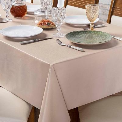Toalha de Mesa Lisa Térmica Impermeável PVC e Polietileno 140CM X 140CM 01 Peça Avelã Clara Luz