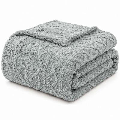 Cobertor Manta Atacama Casal 200x180CM Microfibra Jacquard Relevo Dupla Face Cinza Clara Luz Decora