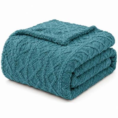 Cobertor Manta Atacama Casal 180x200CM Poliéster Jacquard Relevo Dupla Face Verde Clara Luz Decora