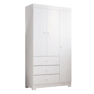 Guarda Roupa Infantil Ceci 3 Portas de Bater 3 Gavetas MDF Branco Brilho Sallar Home