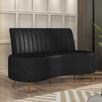 Sofá Katara Living Decorativo 2 Lugares 160cm Preto Corino G33 Gran Belo