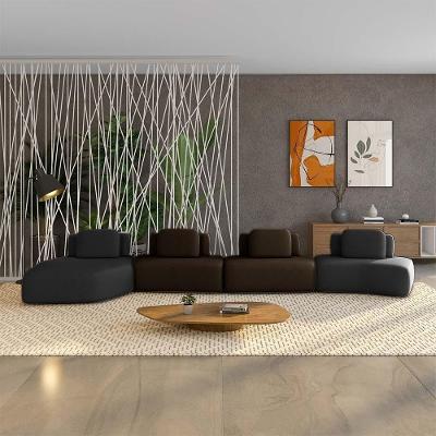 Sofá Modular Dakota 4 Lugares 626cm Veludo Preto e Marrom Escuro Gran Belo