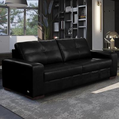 Sofá Turim G58 3 Lugares 200cm Couro Preto para Sala Gran Belo