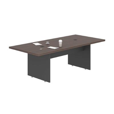 Mesa Para Reunião 2,40m Cort Com Caixas Para Tomadas - Freijó E Preto Freijó E Preto