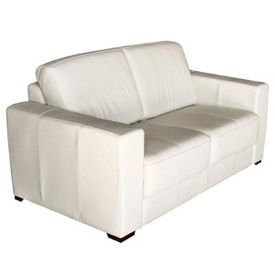Sofá Estocolmo 2 Lugares 155cm Couro Off White G03 para Sala de Estar Gran Belo