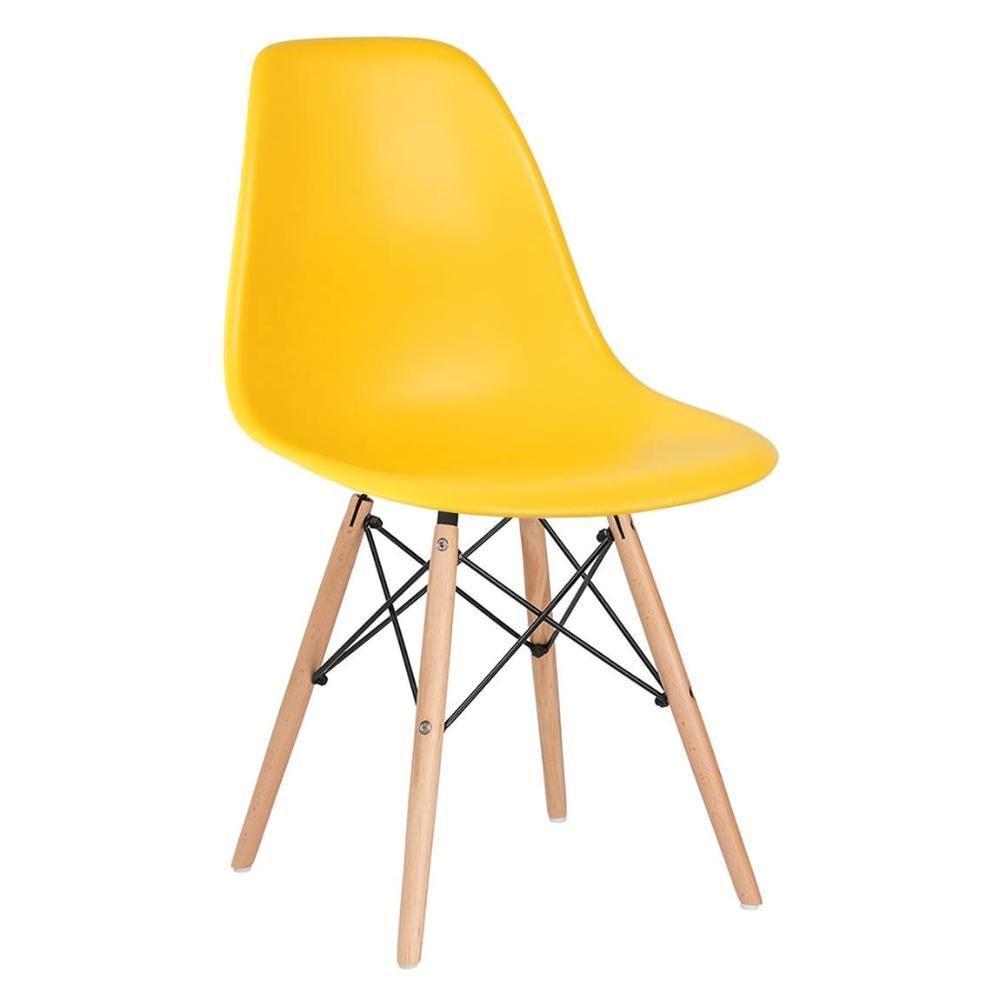 Kit - Mesa De Jantar Retangular Eames 60 X 120 Cm Preto + 2 Cadeiras Eiffel Dsw Amarelo - 7