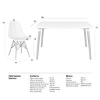 Kit - Mesa De Jantar Retangular Eames 60 X 120 Cm Preto + 2 Cadeiras Eiffel Dsw Amarelo