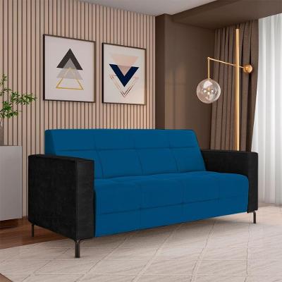 Sofá Houston 2 Lugares 180cm Azul Veludo com Pés em Metal Gran Belo