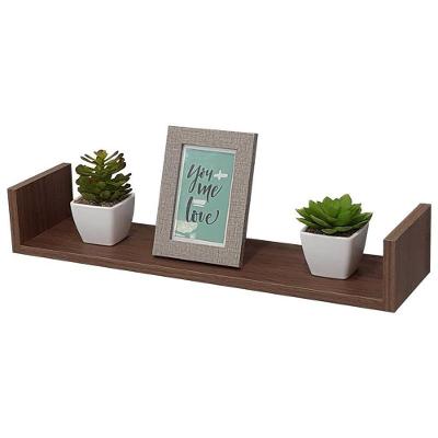 Prateleira U 90x10CM MDP Suporte Invisível Moderno Sala Marrom Mercado das Prateleiras 90CM