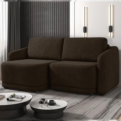 Sofá Cama Varsóvia G33 Retrátil e Reclinável 196cm Marrom Veludo Gran Belo