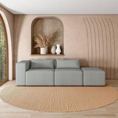 Sofá Modular Atlanta G52 358cm Linho Cinza Escuro para Sala de Estar Gran Belo