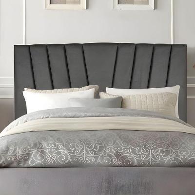 Cabeceira Casal Box De Cama Estofada 140 Cm Lile Corino cinza