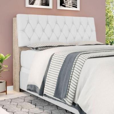 Cabeceira Box Isis Queen MDF-MDP Estofada Amarula Branco Fixação no Box Framar